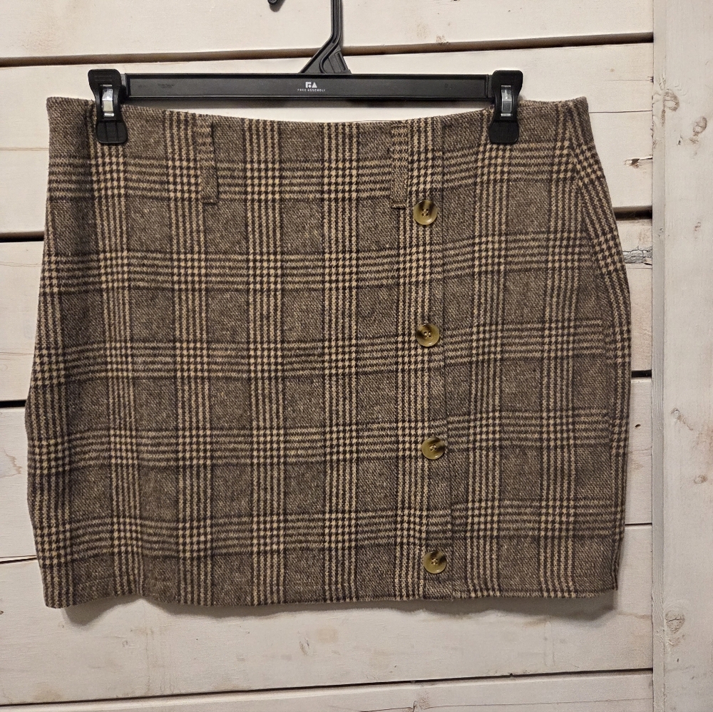 2 Skirts- Plaid Brown Short
